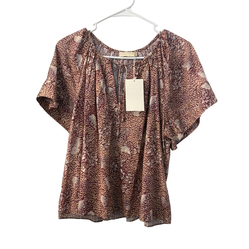 Ulla Johnson Sena Top Sandalwood Floral Animal Print Cotton Viscose Size 8 NWT